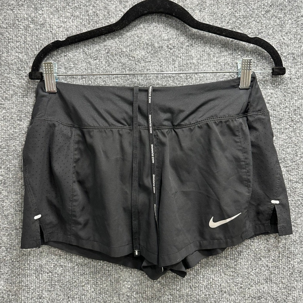 Nike Running Dri-FIT Shorts Womens Small Black Perforated Back Zip Pocket